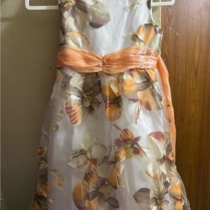 Floral Kids Dress with Orange Accents